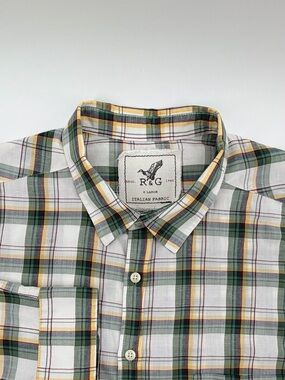 R&G Green Plaid Button-Down Shirt - Classic Men's XL Italian Fabric